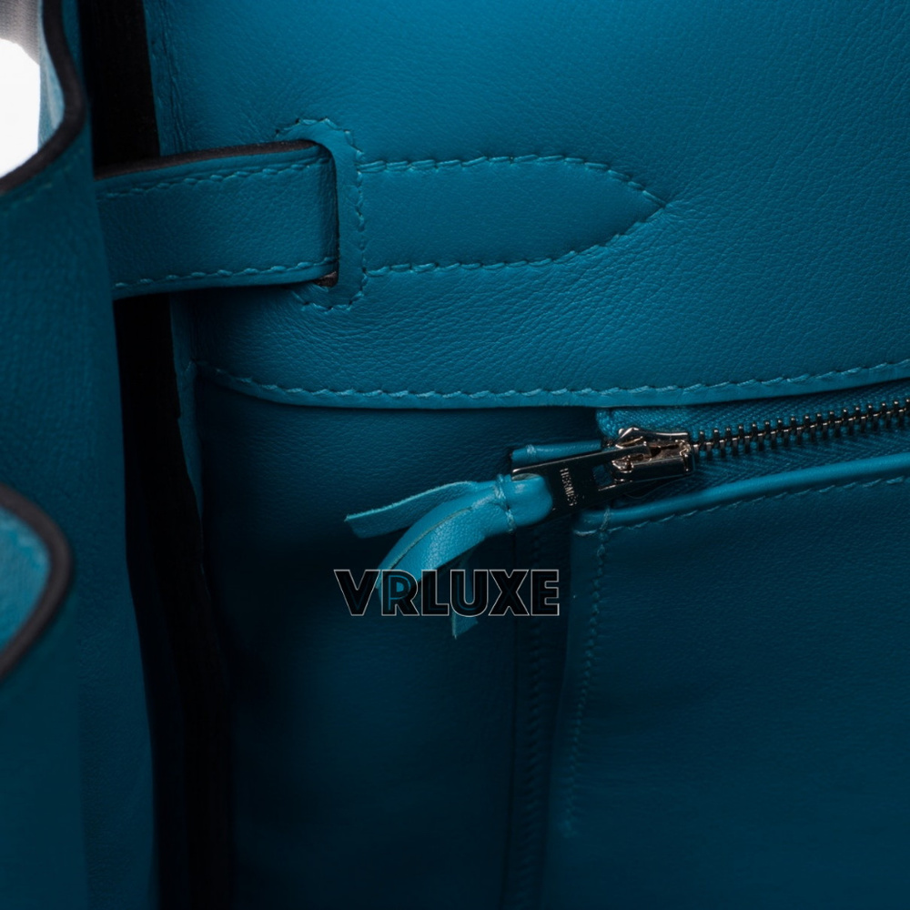 HERMES Birkin 35 Ghilliess Blue PHW Turquoise Bag - Picture 7 of 8